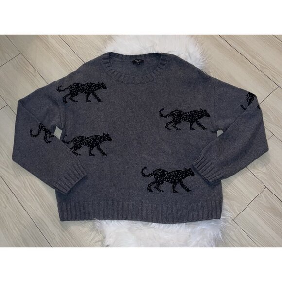Rails Sweaters - Rails Perci Jungle Cat Cotton Cashmere Ash Gray Crewneck Knit Sweater Womens S